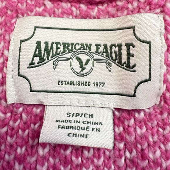 American Eagle Sweater Womens Small Pink Oversized‎ Bandana Paisley Cozy Soft - Picture 6 of 9